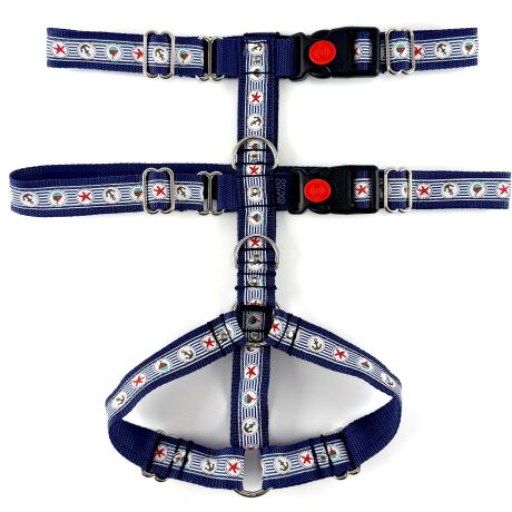 Komplet: szelki, smycz, zaczep MARYNARSKI 2